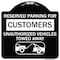 Signmission Reserved Parking for Customers Unauthorized Vehicles Towed Away Alum Sign, 18" x 18", BW-1818-23121 A-DES-BW-1818-23121 - alternate 1